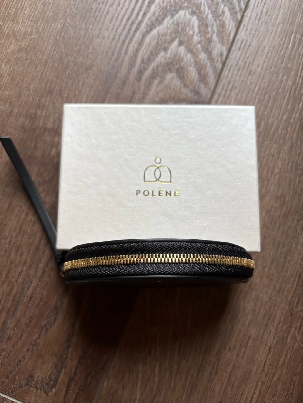 Polène Demi Lune Mini black smooth leather wallet